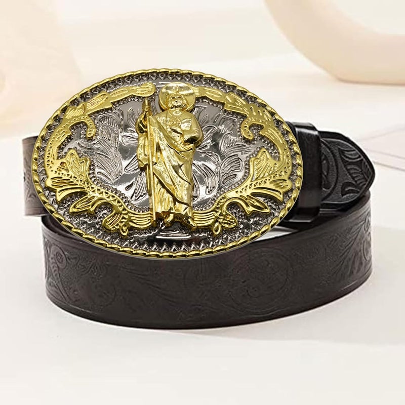 WMG Western St Jude Belt Buckle Gold Silver Saint Jude San Judas Cowboy Buckle Hebilla Vaquero Rodeo - Image 4